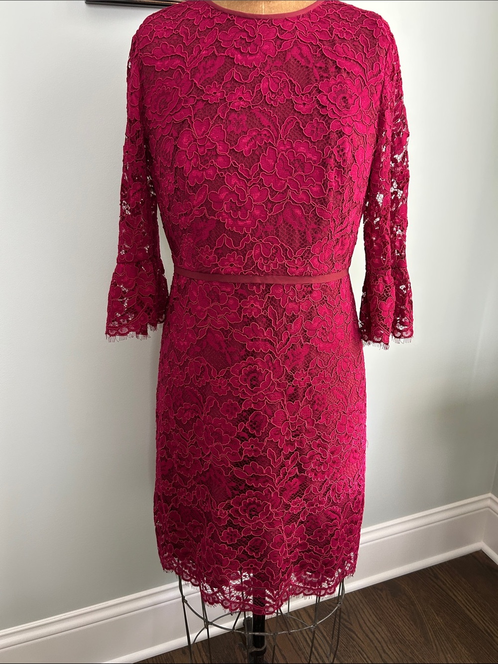 Draper James Fuchsia Floral Lace Midi Dress